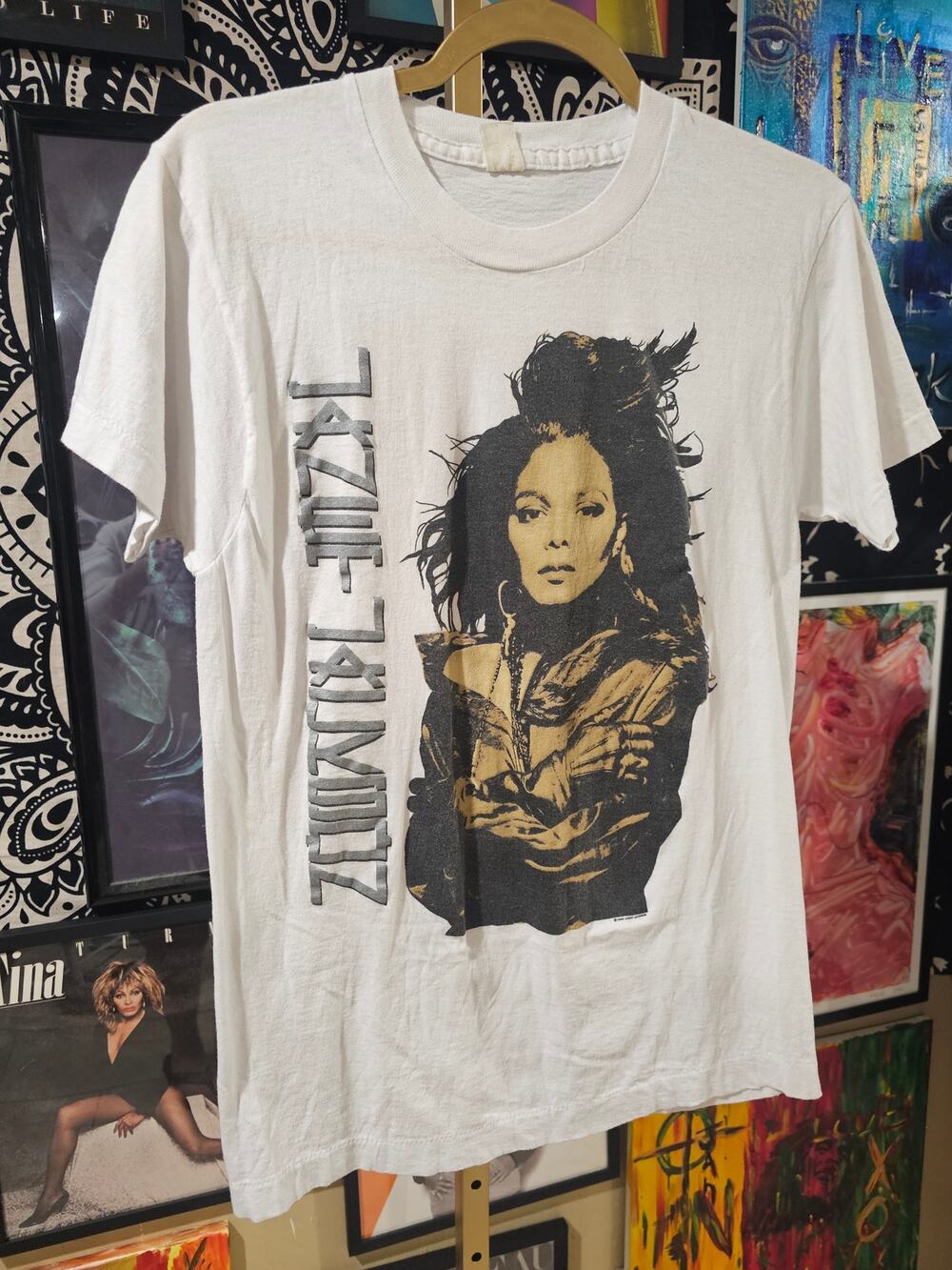 Rare 1990 Janet Jackson Vintage Band Tee White Single Stitch Small/Medium